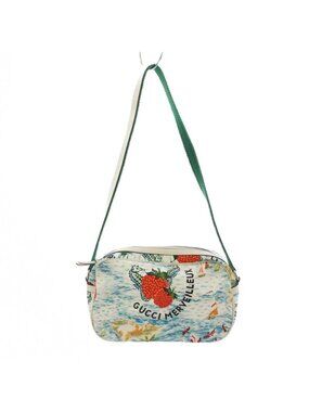 Gucci Children Shoulder Bag All Over Pattern Nylon Light Blue White